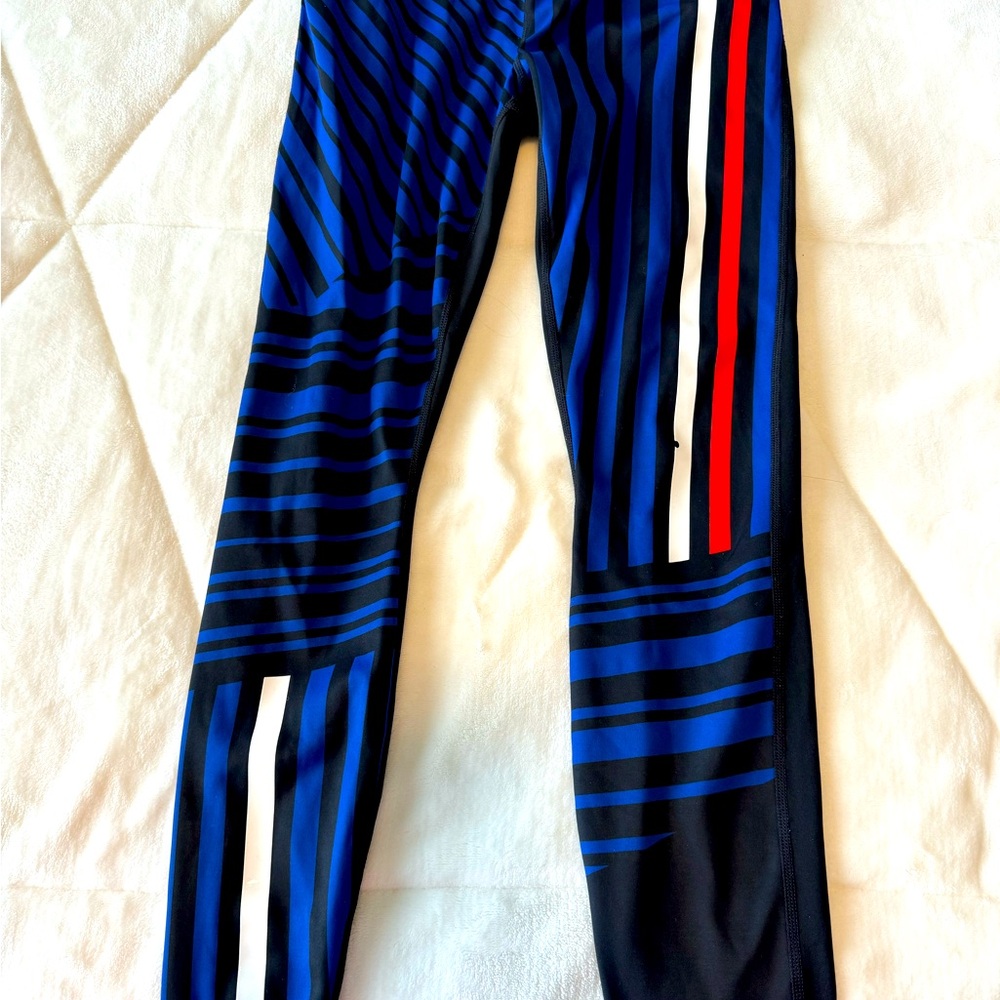 Athleta Stretchy Bold Stripped Athletic Leggings.